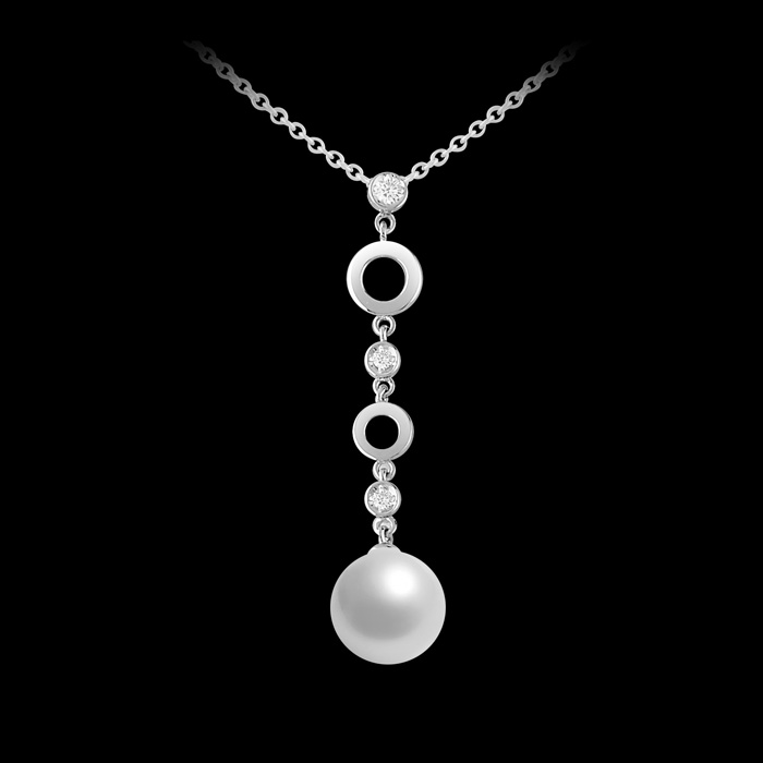 Collier Luna Or blanc