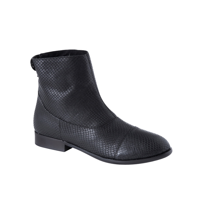 Boots en cuir façon serpent noir