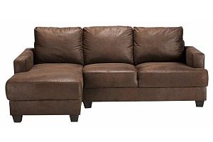 Canapé d'angle gauche PHILADELPHIE 3/4 places en suédine marron