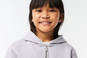 Sweatshirt zippé à capuche Enfant Lacoste avec poche kangourou gris chiné