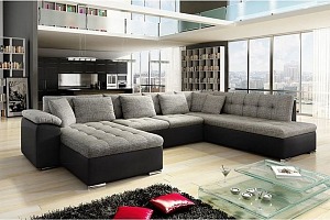 CHLOE DESIGN Canapé d'angle convertible Alta I gris et noir Angle gauche