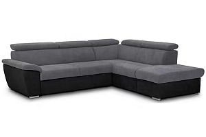 Canapé d'angle droit 4 places ANTERO 2 coloris gris/ noir