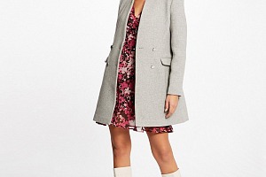 Manteau cintré boutonné MORGAN gris clair 