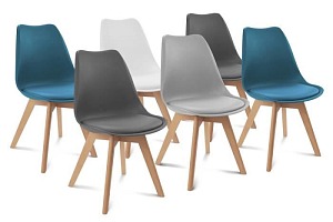 Lot de 6 chaises SARA scandinaves mix color