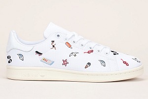 Adidas Originals Stan Smith Sneakers en toile blanc motifs ludiques - Monshowroom