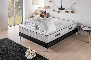 DEKO DREAM Extra Pack prêt à dormir Matelas + Sommier 160x200 cm + Couette + 2 Oreillers