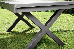 Table de jardin extensible automatique IRYS Aluminium pieds croisés