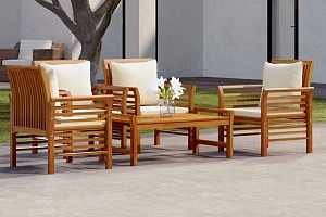VidaXL Salon de jardin 4 places avec coussins Bois massif d'acacia