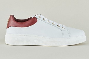 Tommy Hilfiger Sneakers en cuir blanche et rouge - Monshowroom