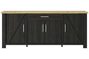 Buffet SEQUOIA 4 portes Noir/chêne artisan