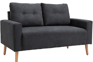 HOMCOM Canapé 2 places design scandinave tissu