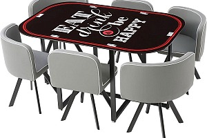 Ensemble Table de séjours plateau verre 6 chaises gris