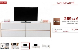 Meuble TV KASTIL LEDs Chêne et blanc