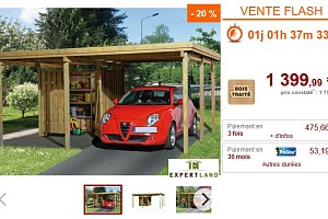 Carport LOTTA en bois de pin traité classe III - Vente Unique