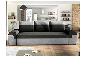 Canapé 3 places convertible GABY en tissu Bicolore noir et gris clair