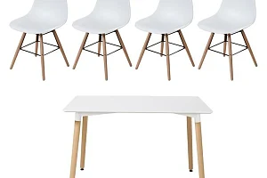 Ensemble Table à manger OTTO + 4 chaises Laqué Blanc