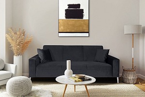 SOLDES Canapé fixe 3 places ARSENE en tissu gris anthracite - Soldes Canapé Maisons du Monde