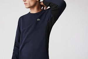 Sweatshirt à col rond Lacoste en molleton color-block Bleu Marine/Noir