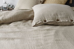 Parure de lit en chanvre beige 220x240 cm