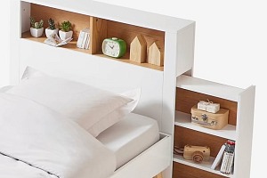 Tête de lit Vertbaudet avec rangement coulissable blanc
