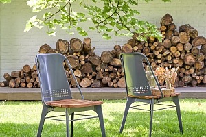 Chaise de jardin TOSCANE en teck massif et métal