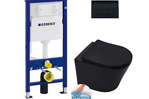 GEBERIT Pack WC bâti Duofix + WC sans bride Infinitio Noir mat