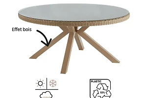 Table de jardin ronde MEDENA NATERIAL 6 personnes
