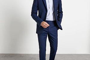 Pantalon ajusté New Slim homme laine Super 110's Cyrillus Bleu