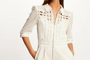 Combinaison droite MORGAN en broderie anglaise écru