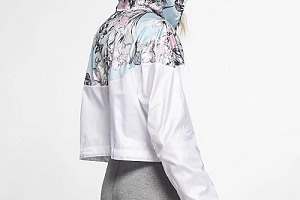 Nike Sportswear Windrunner Veste courte à motif floral Blanc