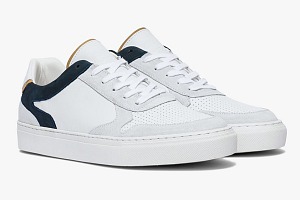 BASKETS KARL 64 X Bocage en cuir lisse blanc