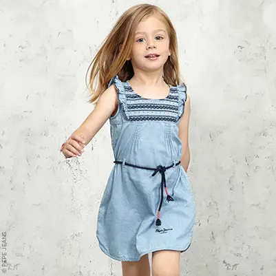 Pepe Jeans Robe en chambray et broderies