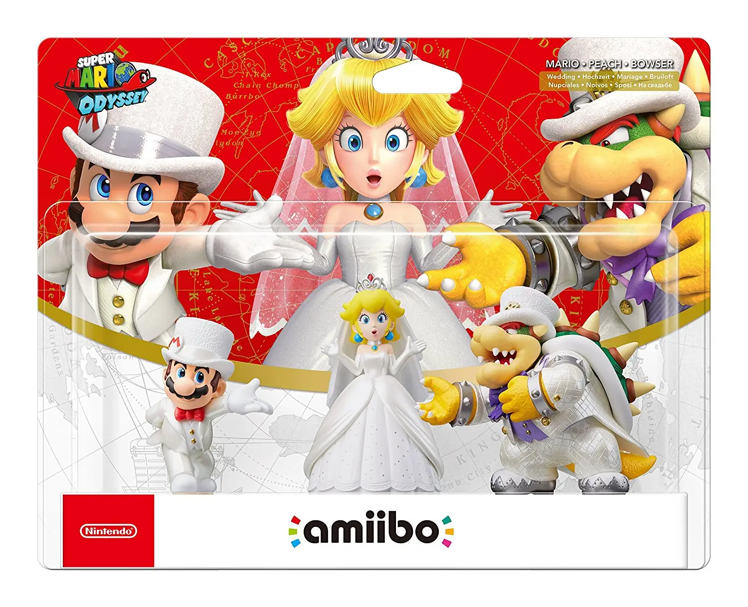 Figurines amiibo Super Mario - Bowser+Mario+Peach (Tenues de mariage)