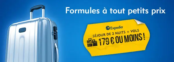 Expedia Formules Vols + Hôtel à moins de 179 € !