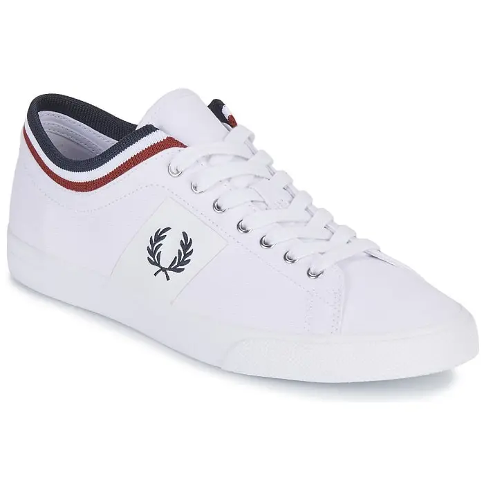 FRED PERRY UNDERSPIN TIPPED CUFF TWILL Baskets Basses Blanc/Marine