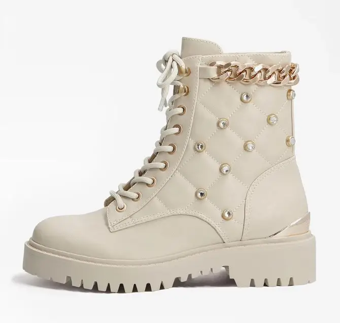 BOTTES STYLE MILITAIRE ORMOND APPLICATIONS Guess Vanille - Bottes Femme Guess