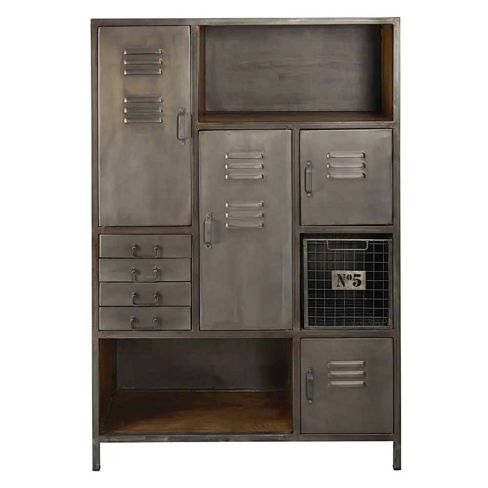 Cabinet de rangement Lewis 4 portes 4 tiroirs en métal et manguier - Cabinet Maisons du Monde