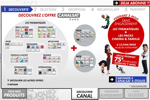 Promo CanalSat - 3 mois sans engagements et 75 euros remboursés sur Lesoffrescanal.fr