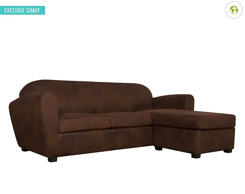 Canapé d'angle Owen microfibre aspect cuir vieilli - Camif