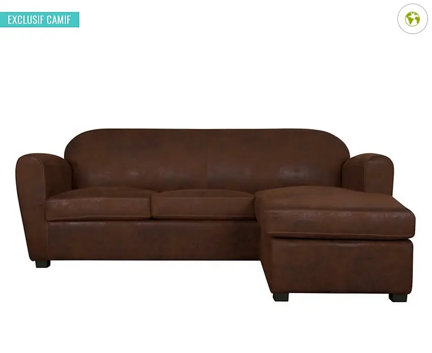 Canapé d'angle Owen microfibre aspect cuir vieilli