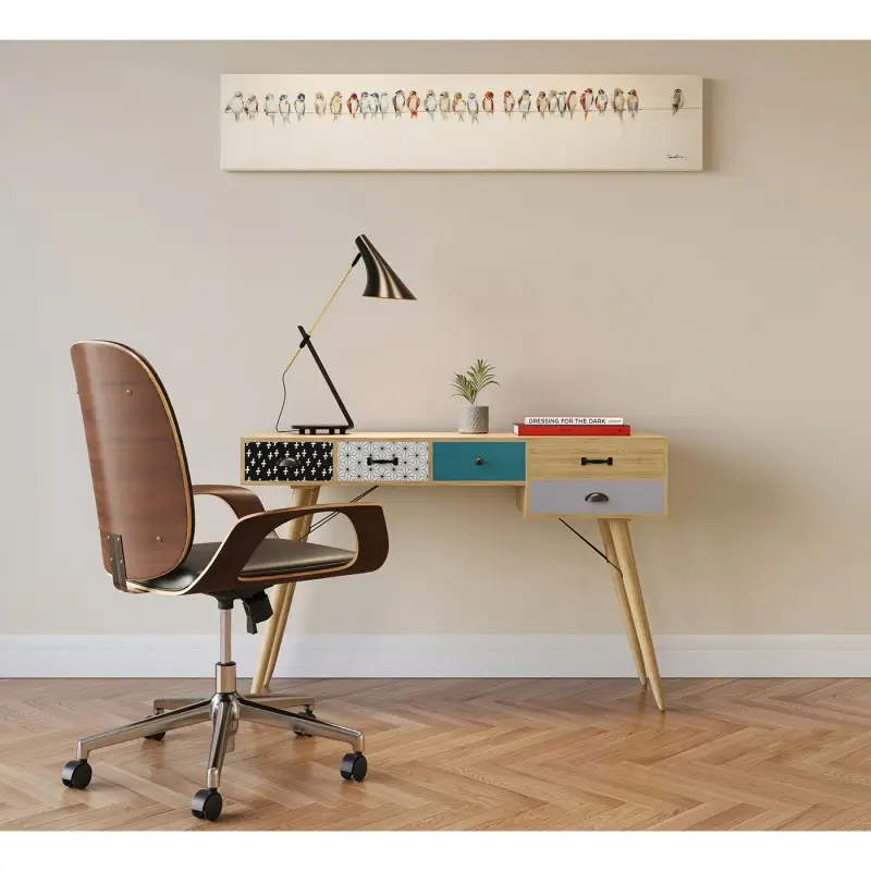 Chaise de bureau pivotante réglable PATRON à roulettes noire - Chaises de Bureau Maisons du Monde