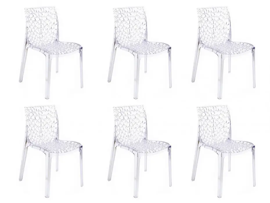 Lot de 6 chaises DIADEME empilables en polycarbonate plein transparent