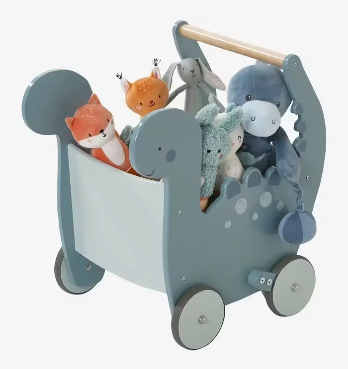 Chariot de marche DINOSAURE en bois FSC® bleu