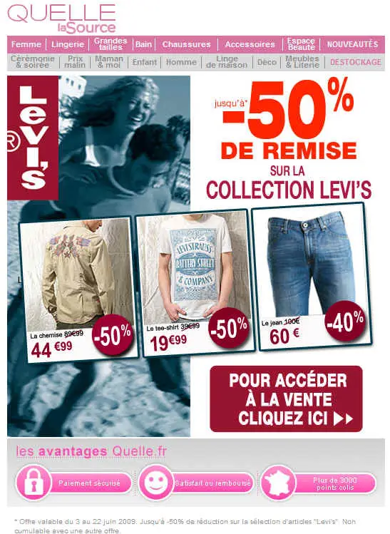 Quelle.fr Collection Levis remise jusqu'à -50%