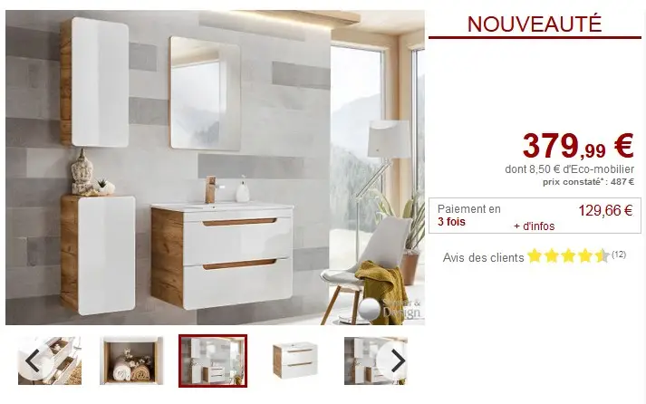 Ensemble ARUBA meubles de salle de bain blanc 60cm