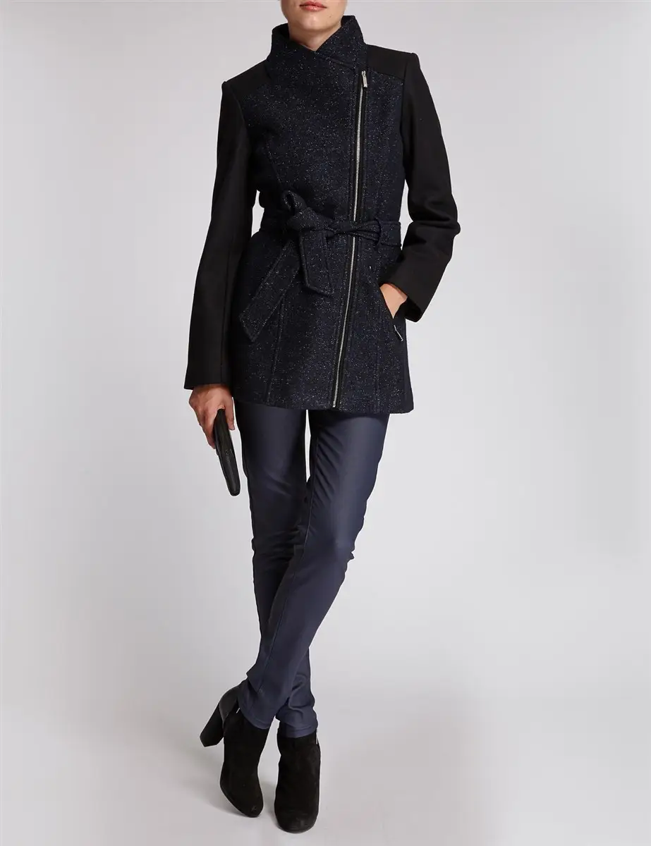 Manteau bimatière zip asymétrique Morgan