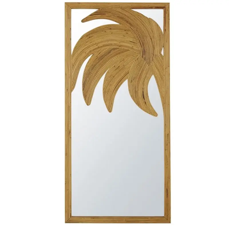 Grand miroir rectangulaire VERA décor palmier en rotin 80x170 cm - Maisons du Monde