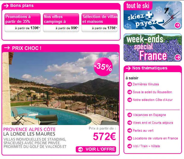 Lastminute Promotion à Partir de -35% Location Vacances France