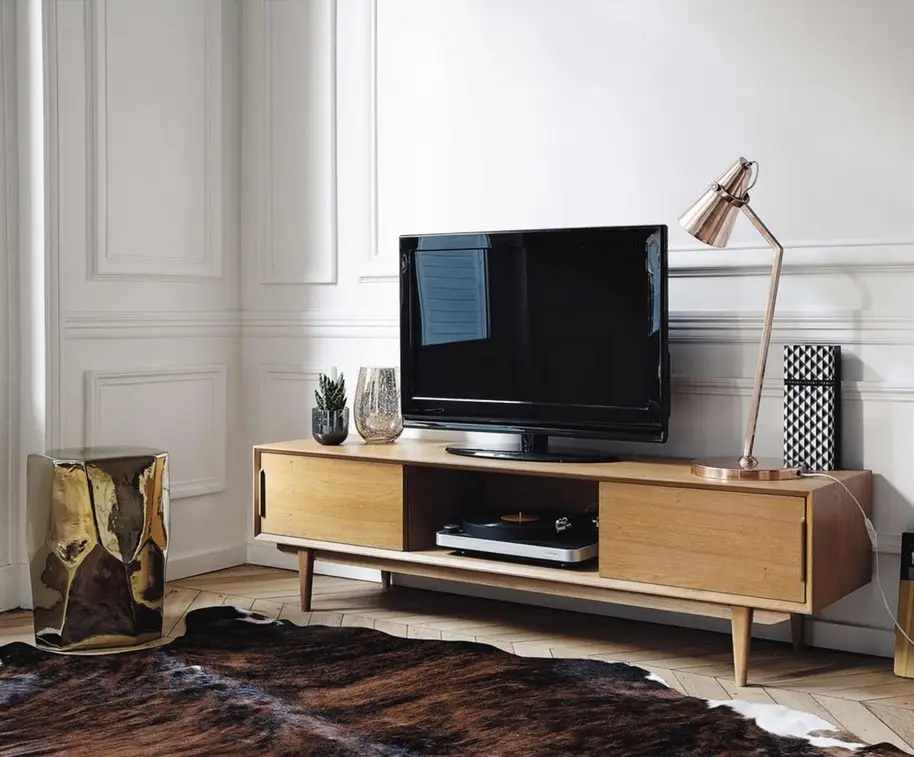 Meuble TV vintage Portobello en chêne massif - Maisons du Monde