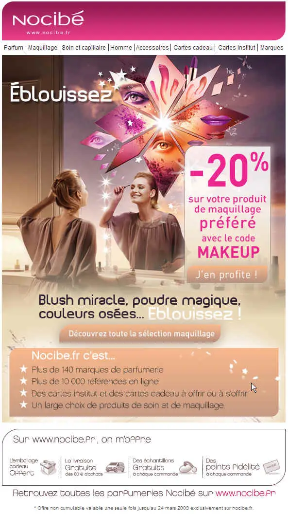 Boutique Nocibé -20% de Reduction sur votre produit de Maquillage